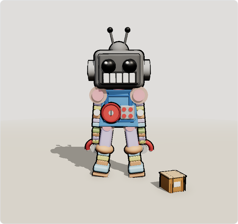 Il robot 3D ricostruito con primitive Three.js
